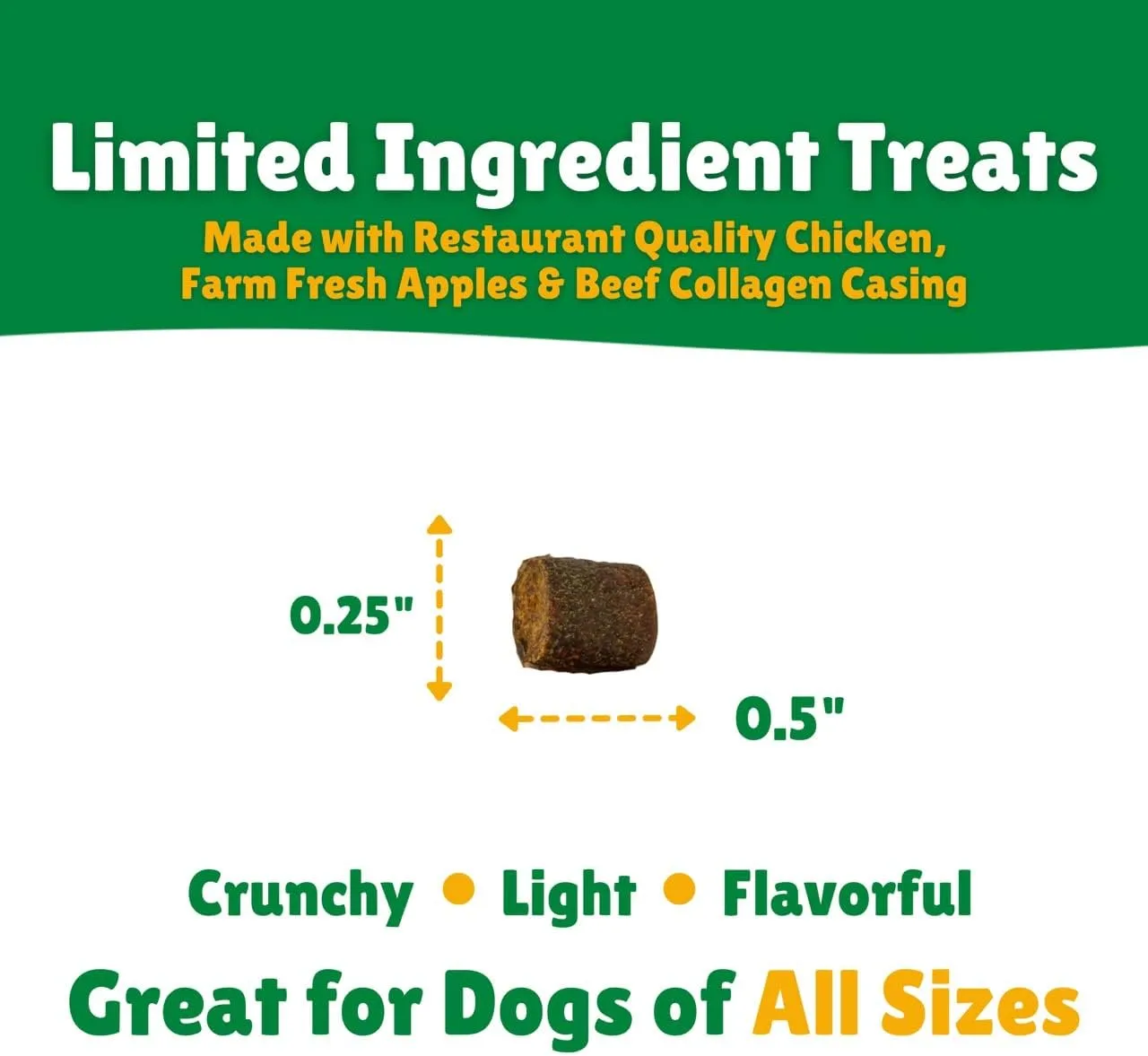 Lucky Premium Chicken Apple Training Treats  Small, Crunchy Chicken Dog Treats for Training Rewards, Bite Size for Small, Medium or Large Dogs (3 oz)