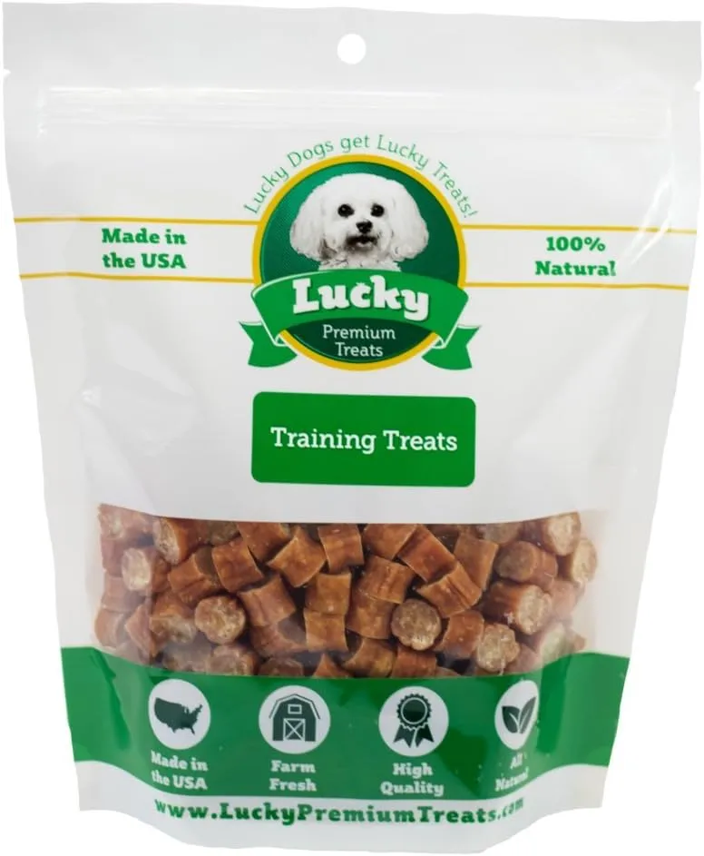 Lucky Premium Chicken Apple Training Treats  Small, Crunchy Chicken Dog Treats for Training Rewards, Bite Size for Small, Medium or Large Dogs (3 oz)