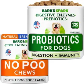 No Poo Chews   Dog Probiotics for Digestive Health Bundle - Diarrhea, Gas Treatment, Upset Stomach Relief - Allergy & Itchy Skin - Digestive Enzymes & Breath Aid Support - Digestion Supplement Treat