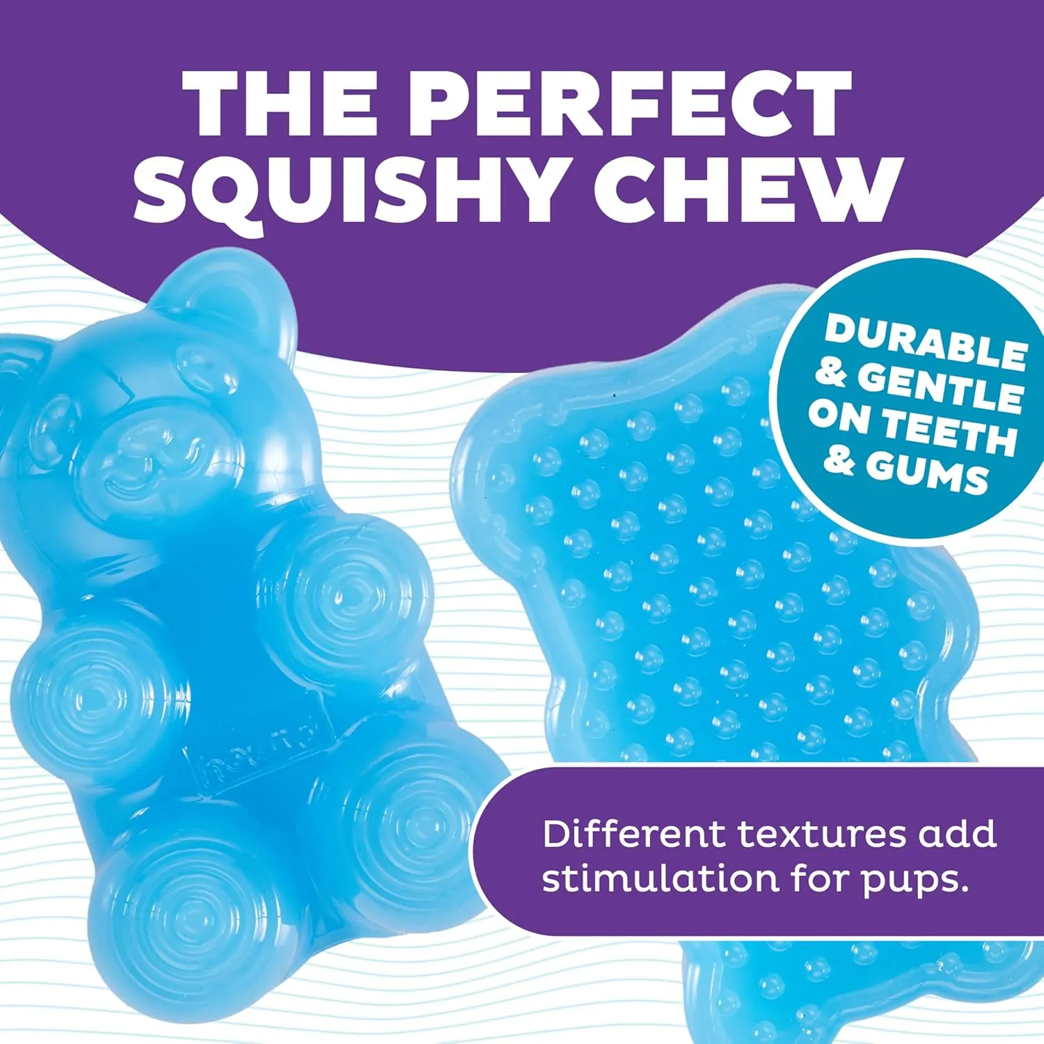 Outward Hound Gummiez Bear 2-in-1 Dog Chew Toy and Treat Stuffer, Blue