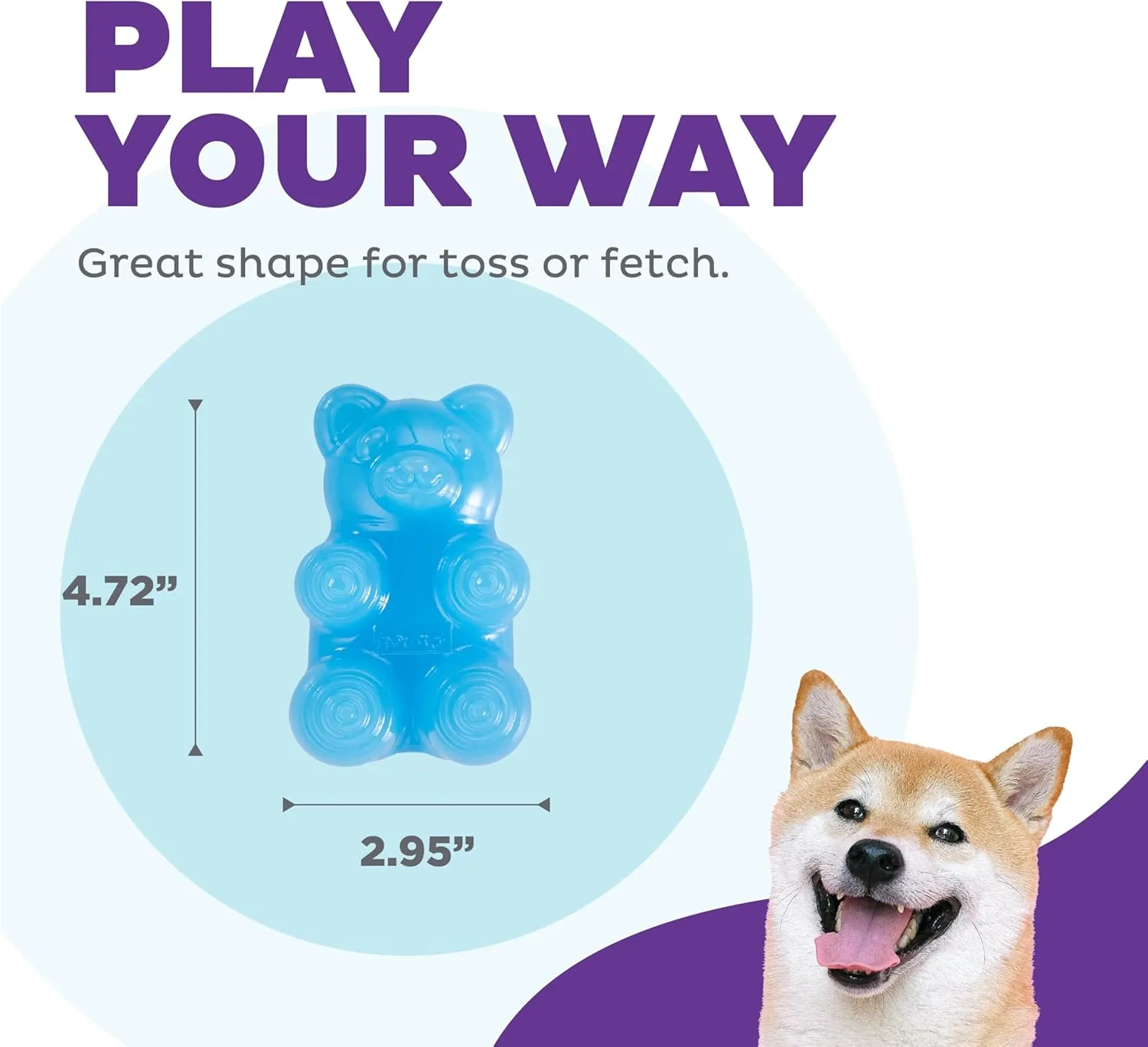 Outward Hound Gummiez Bear 2-in-1 Dog Chew Toy and Treat Stuffer, Blue