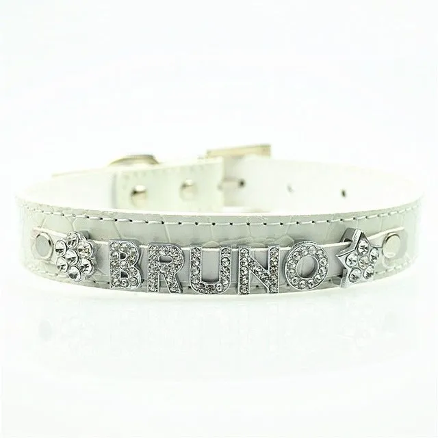 Personalised Dog Collar with Rhinestone Name Charms