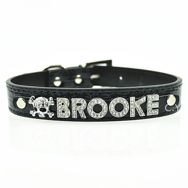 Personalised Dog Collar with Rhinestone Name Charms