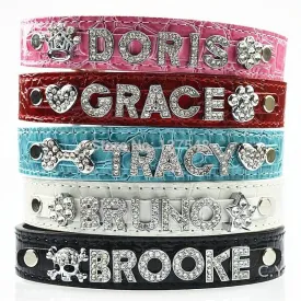 Personalised Dog Collar with Rhinestone Name Charms