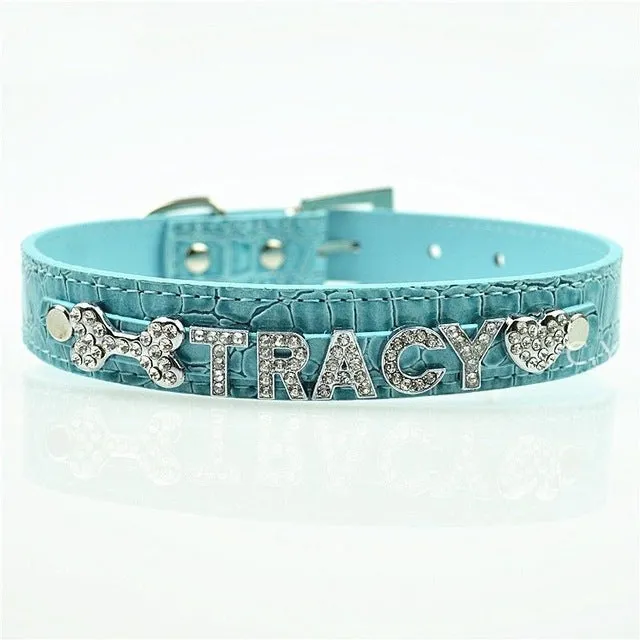 Personalised Dog Collar with Rhinestone Name Charms