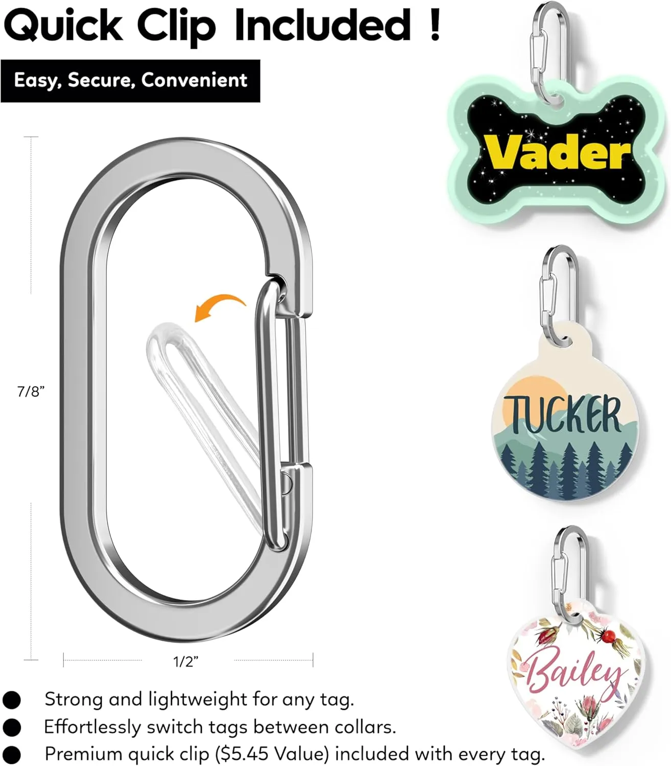 Personalized Pet ID Tags - Dog & Cat Names, Silencer Included