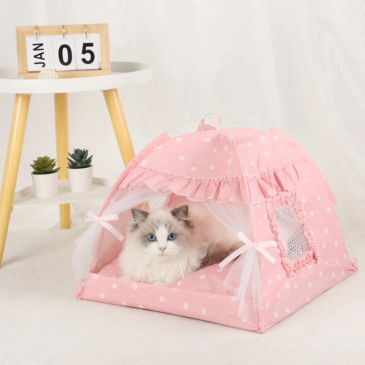 Pet Tent Bed | Warm Clamshell Kitten Tents | Cozy Cat House | Winter Cushions | Furniture Sofa Basket Beds | Cat Supplies and Accessories