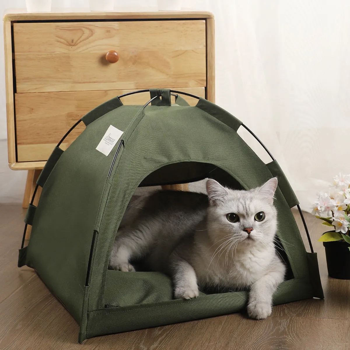 Pet Tent Bed | Warm Clamshell Kitten Tents | Cozy Cat House | Winter Cushions | Furniture Sofa Basket Beds | Cat Supplies and Accessories