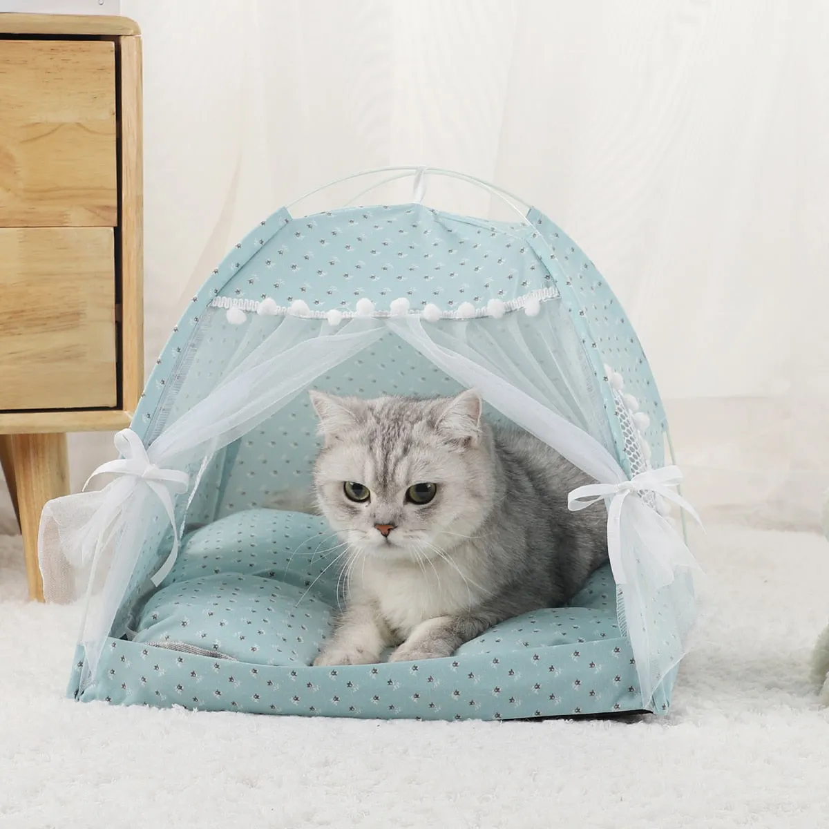 Pet Tent Bed | Warm Clamshell Kitten Tents | Cozy Cat House | Winter Cushions | Furniture Sofa Basket Beds | Cat Supplies and Accessories