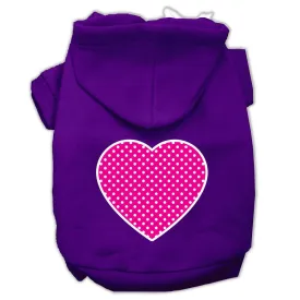 Pink Swiss Dot Heart Screen Print Pet Hoodies Purple Size XXXL (20)