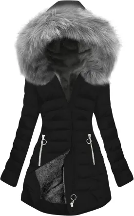 Plus Size Winter Puffer Coats for Women Thicken Warm Fleece Lined Parkas Coat Padded Down Jacket with Faux Fur Trim Hood