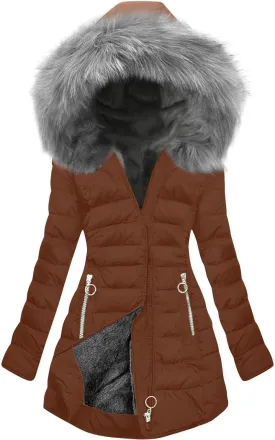 Plus Size Winter Puffer Coats for Women Thicken Warm Fleece Lined Parkas Coat Padded Down Jacket with Faux Fur Trim Hood