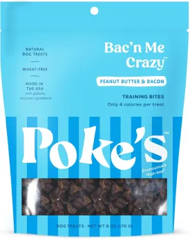 Poke's Bac'n Me Crazy Training Treats for Dogs, Bacon & Peanut Butter Recipe, Limited Ingredient Natural Dog Treats, Made in USA, Wheat-Free, 6 oz