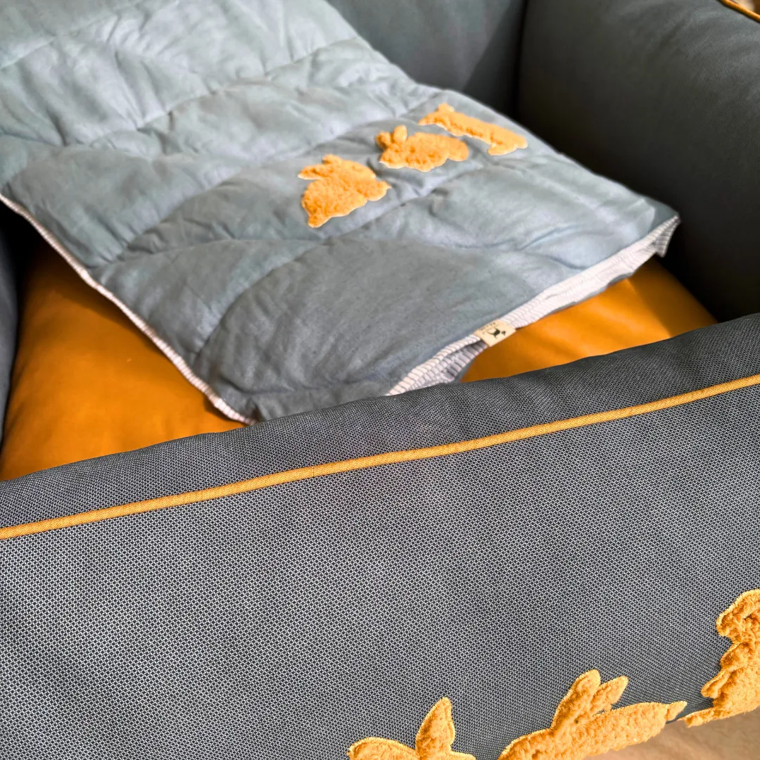 PoochMate Bunny Bliss Blue Dog Bedding Set