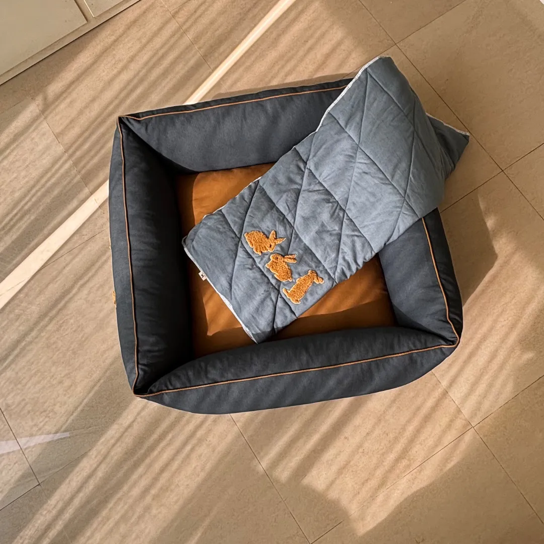 PoochMate Bunny Bliss Blue Dog Bedding Set