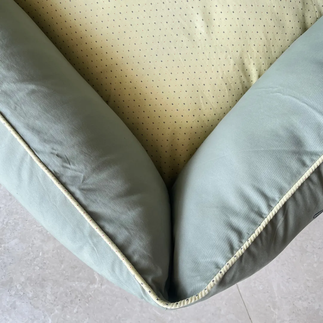 PoochMate OAK 3.0 :  Sage & Yellow Bolster Dog Bed with Dragonflies : Large