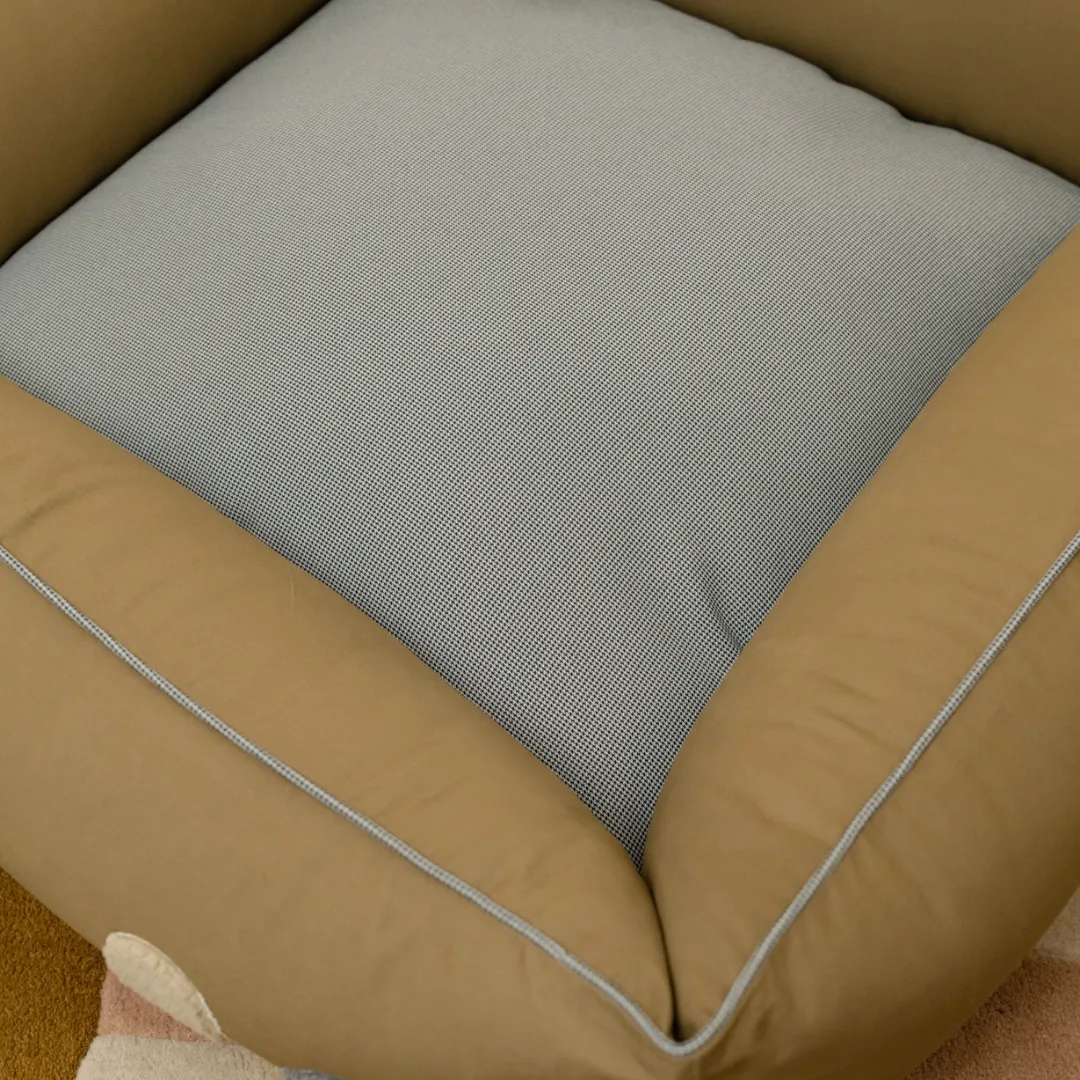PoochMate OAK BOHO Khaki Herringbone Cotton Dog Bed : Ice Lollies