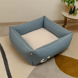 PoochMate OAK BOHO Stone Blue-Ivory Dog Bed : Chand Tara