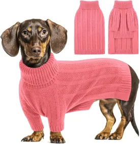 Queenmore Small Dog Sweaters for Small Dogs Girls Boys,Xmas Sweater Small Dog,Turtleneck Knitted Sweater for Dog Cat,Cold Weather Pullover for Doggie Male Female,Soft Dog Sweater Pet Apparel(Pink,S)