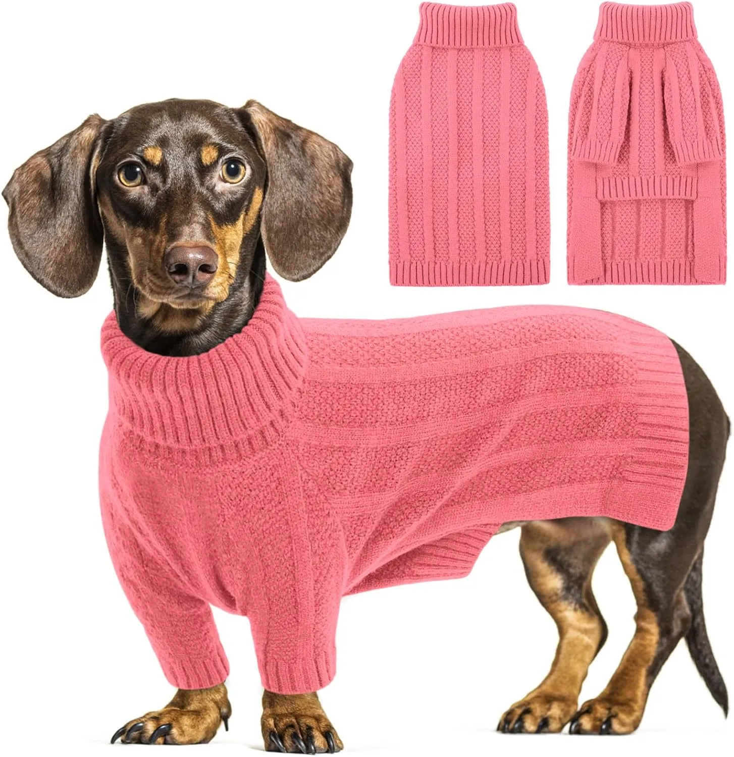 Queenmore Small Dog Sweaters for Small Dogs Girls Boys,Xmas Sweater Small Dog,Turtleneck Knitted Sweater for Dog Cat,Cold Weather Pullover for Doggie Male Female,Soft Dog Sweater Pet Apparel(Pink,S)