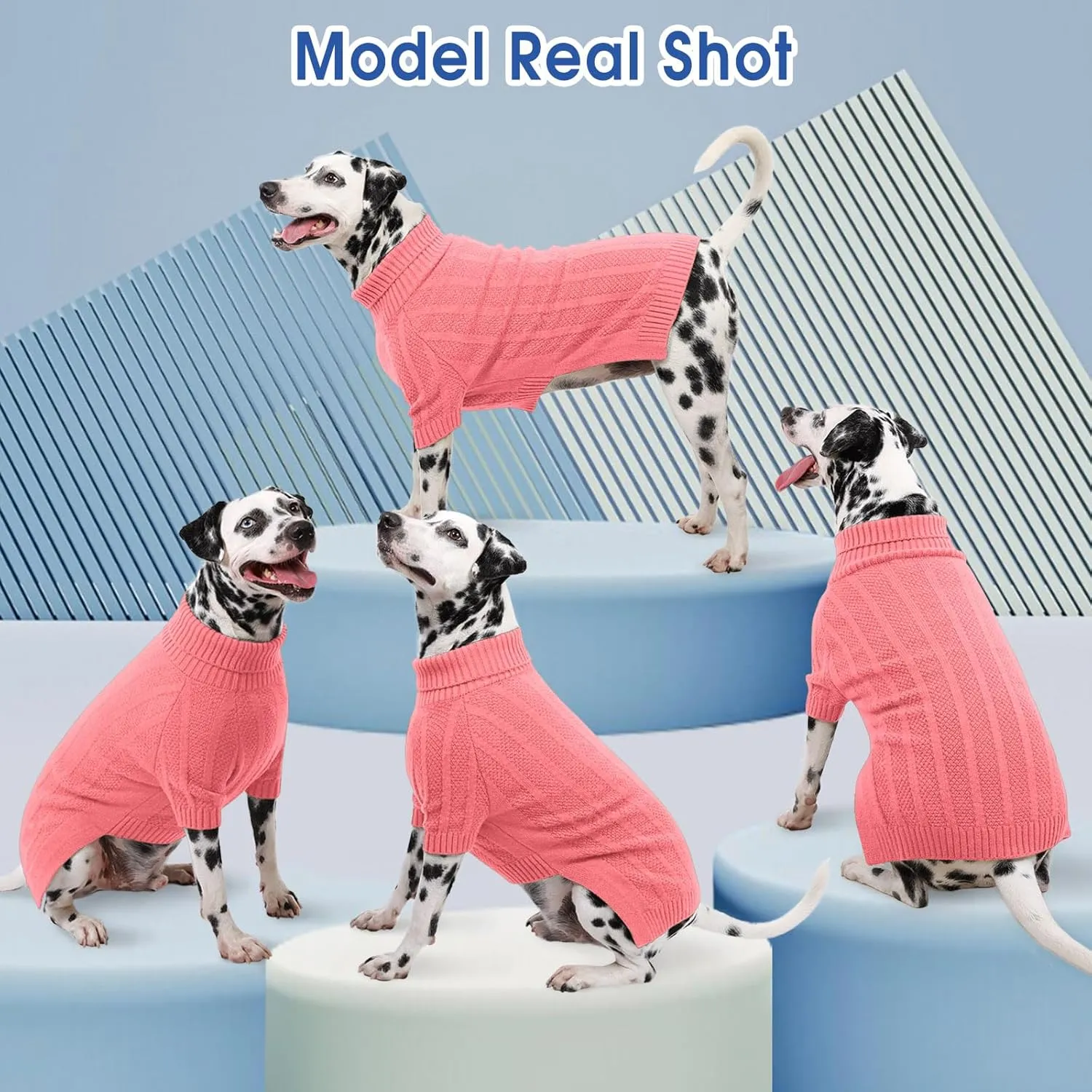 Queenmore Small Dog Sweaters for Small Dogs Girls Boys,Xmas Sweater Small Dog,Turtleneck Knitted Sweater for Dog Cat,Cold Weather Pullover for Doggie Male Female,Soft Dog Sweater Pet Apparel(Pink,S)