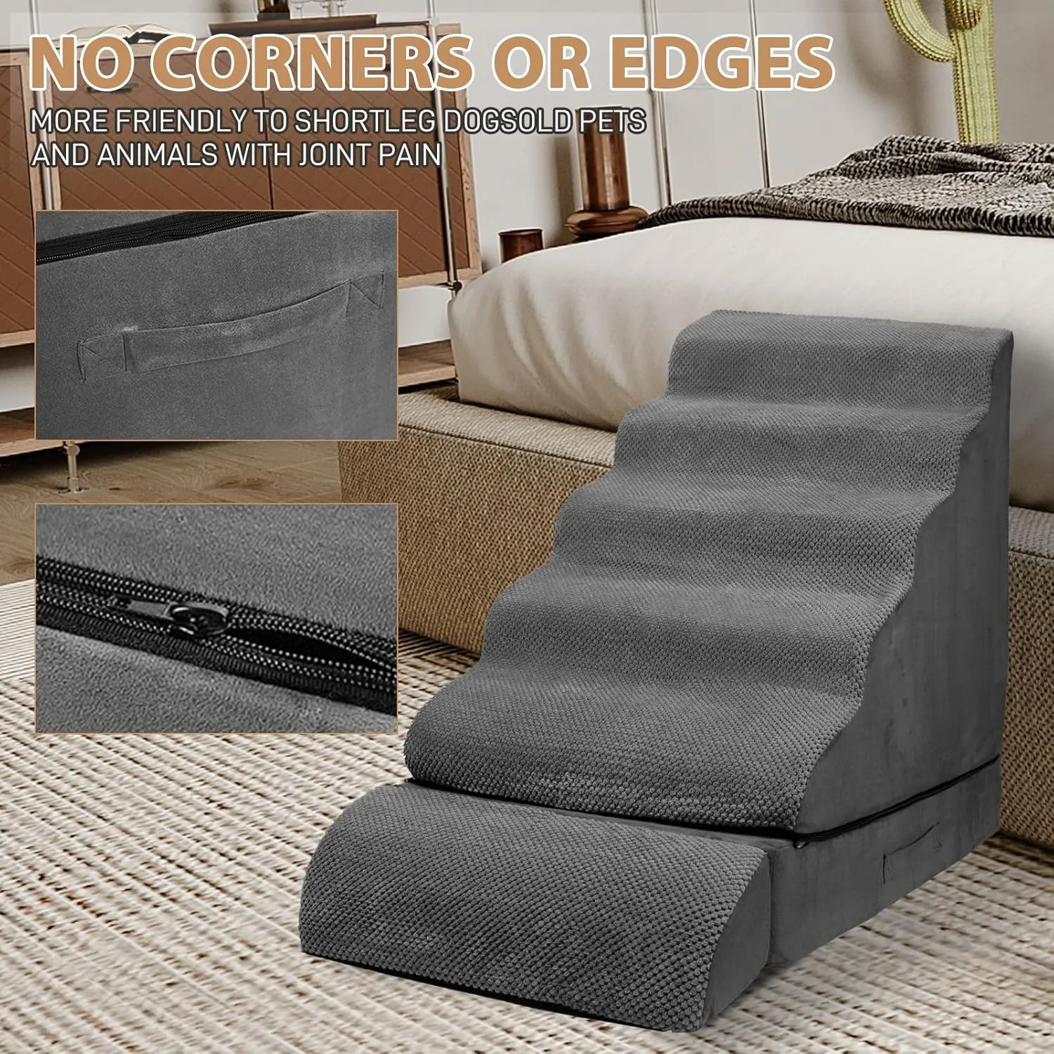 Soft Dog Stairs & Steps for High Beds 30 Inches Tall for Small Dogs, LitaiL Pet Stairs/Steps for Beds Large Dogs 30 Inches High, Non-Slip Dog Ramps for Small Pets, for Older Cats Injured