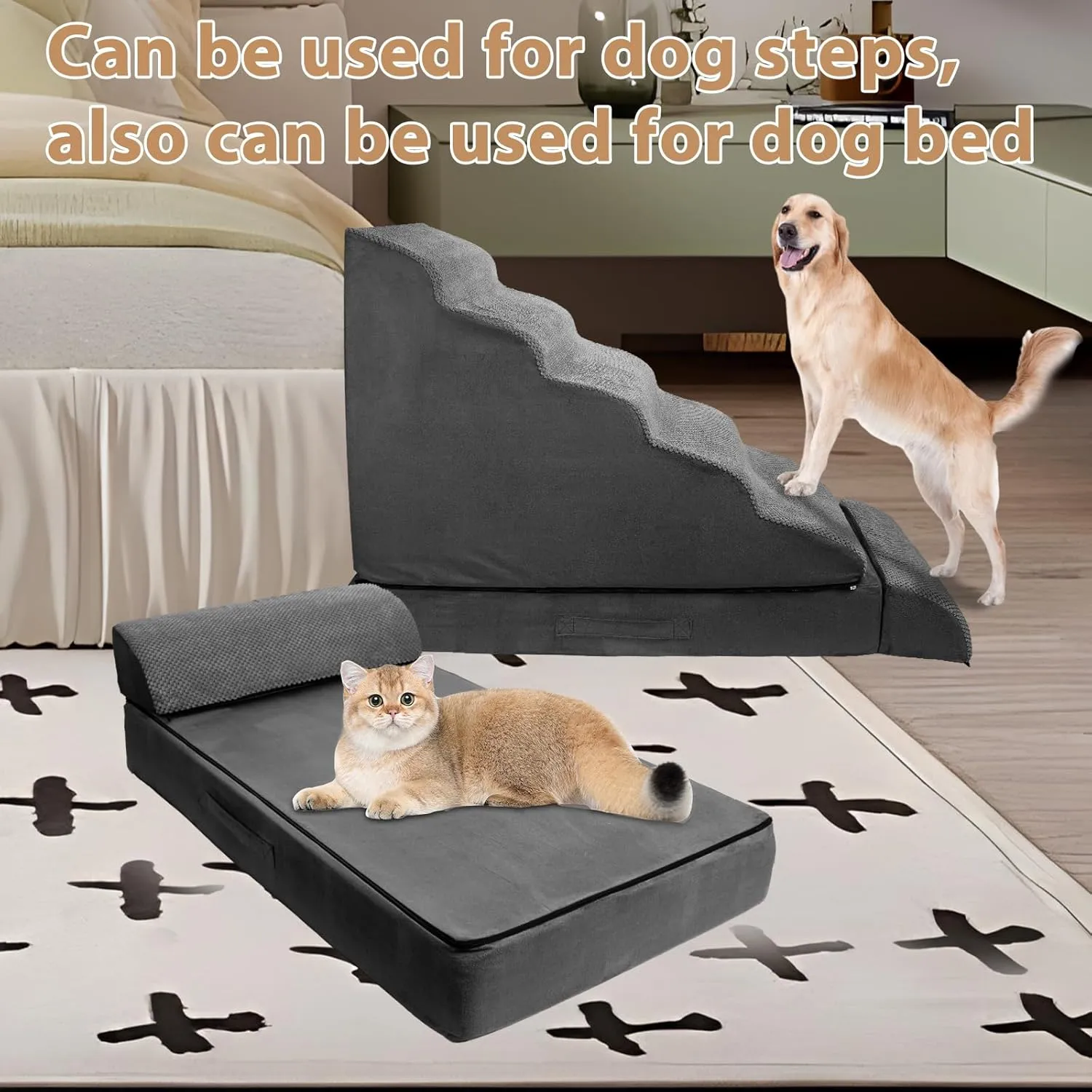 Soft Dog Stairs & Steps for High Beds 30 Inches Tall for Small Dogs, LitaiL Pet Stairs/Steps for Beds Large Dogs 30 Inches High, Non-Slip Dog Ramps for Small Pets, for Older Cats Injured