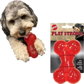 SPOT Play Strong Bone- Durable TPR Long Lasting Dog Chew for Aggressive Chewers, Hole for Treats, Virtually Indestructible Toy for Small and Medium Dogs & Puppies - 4.5 inch
