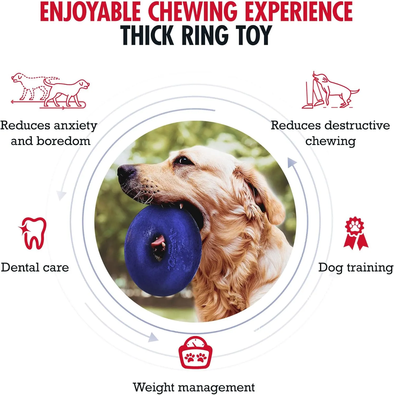 Tuff Pupper SuperChewy Tough Dog Ring Toy | Lifetime Replacement | Strong Natural Rubber | Dog Chew Toys for Aggressive Chewers | Durable Tug Toy | Ring Toys for Strong Dogs | Large Breed Tested