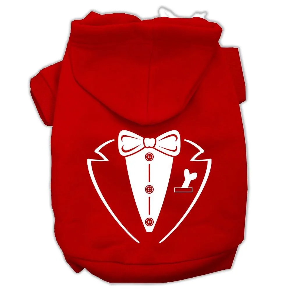 Tuxedo Screen Print Pet Hoodies Red Size XL (16)
