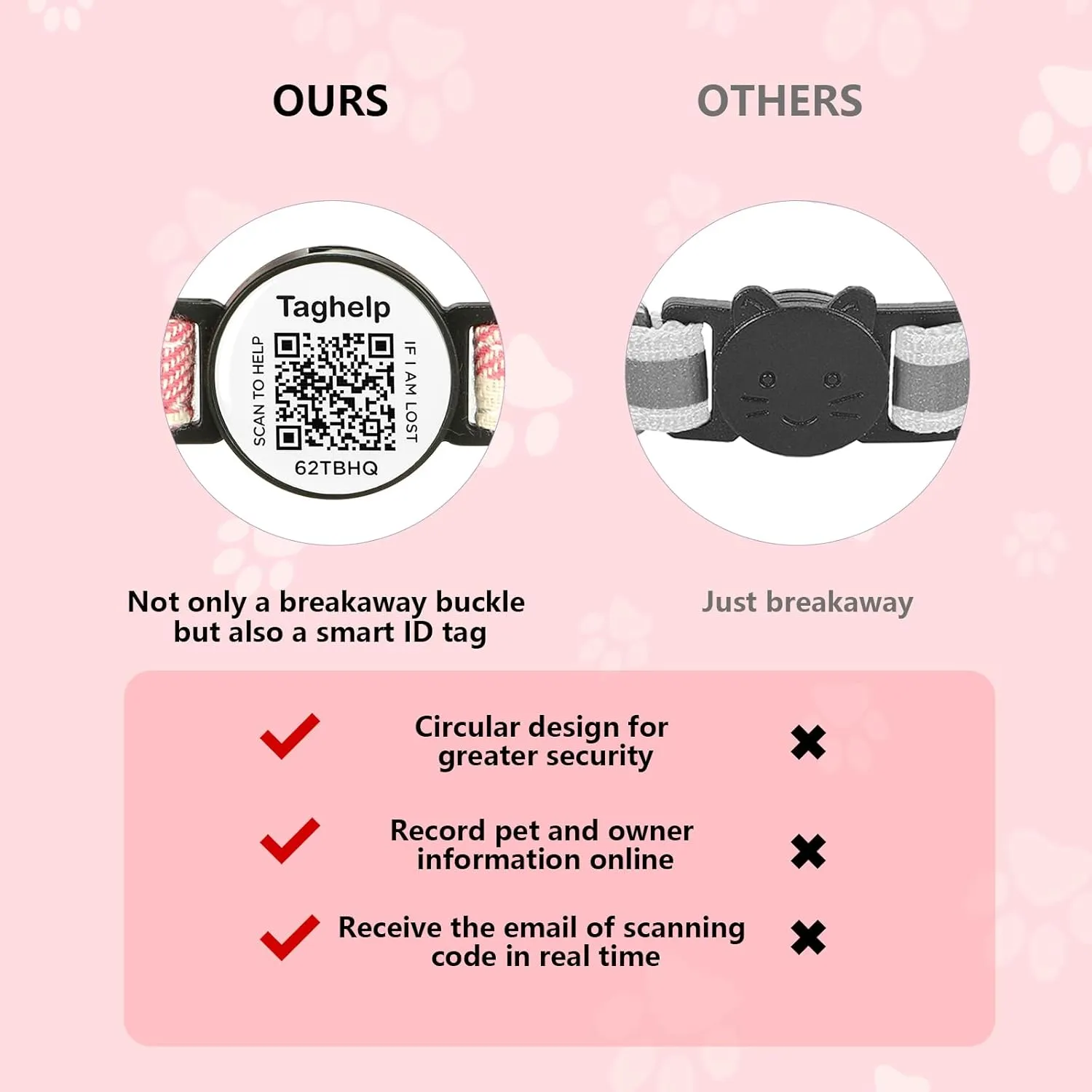 Upgraded Cat Collar with Bells, Breakaway Cat Collars with Bow Tie, Girl Boy Safety Plaid Collars with QR ID Tag for Girl Boy for Cats NO APP (Blue B)