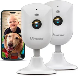 VIMTAG Indoor 2.5K/4MP Pet Camera for Home Security Pet Dog Cat Baby with Phone App, 2-Way Audio Night Vision, AI Human/Sound/Motion Detection, Support Alexa/Up to 512GB SD Card, 2.4G WiFi