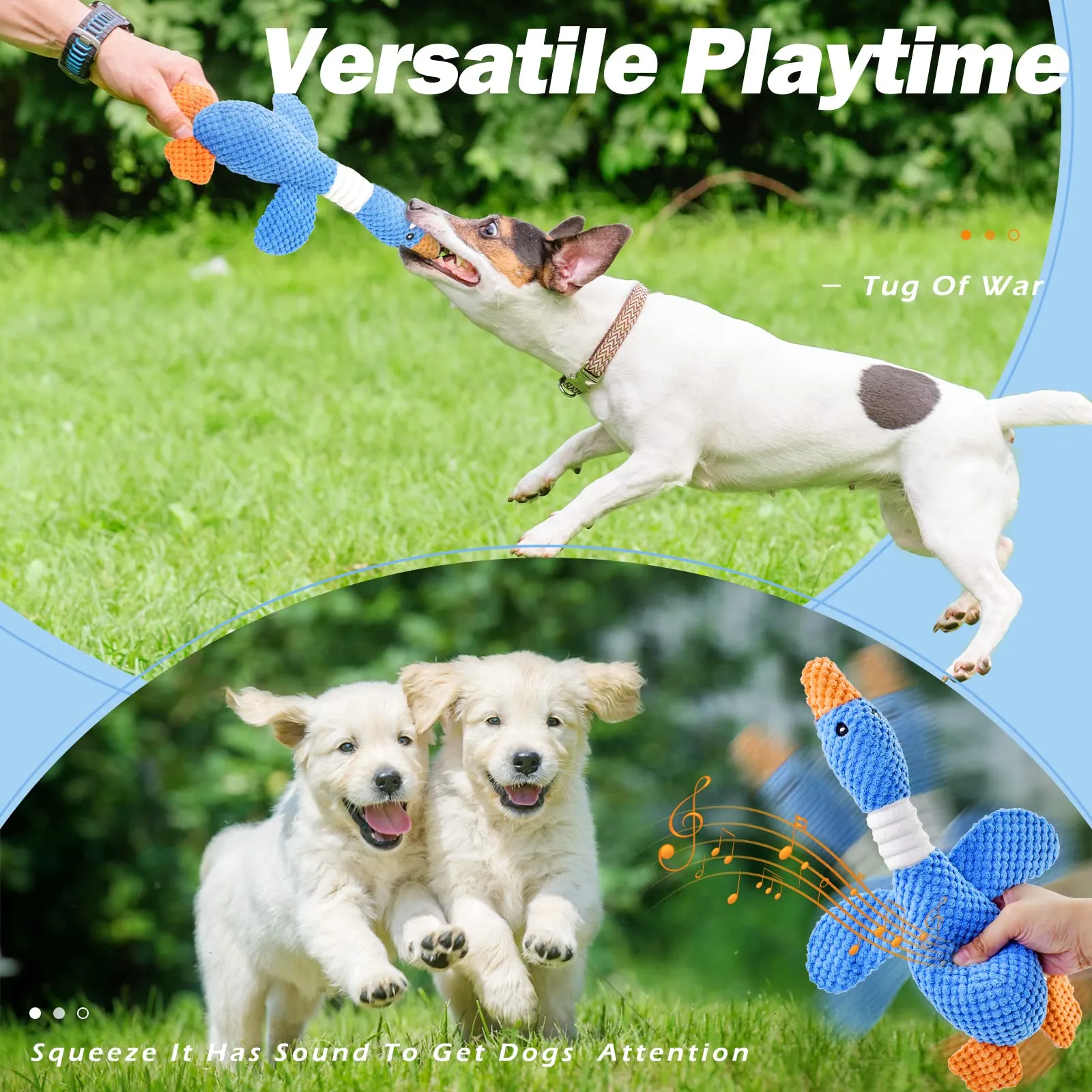 Vitscan Upgraded Goose Indestructible Dog Toys for Aggressive Chewers Small Medium Large Breed, Crinkle Squeaky Dog Toys Plush Dog Toy Puppy Chew Toys for Teething, Duck Interactive Dog Puppy Toys