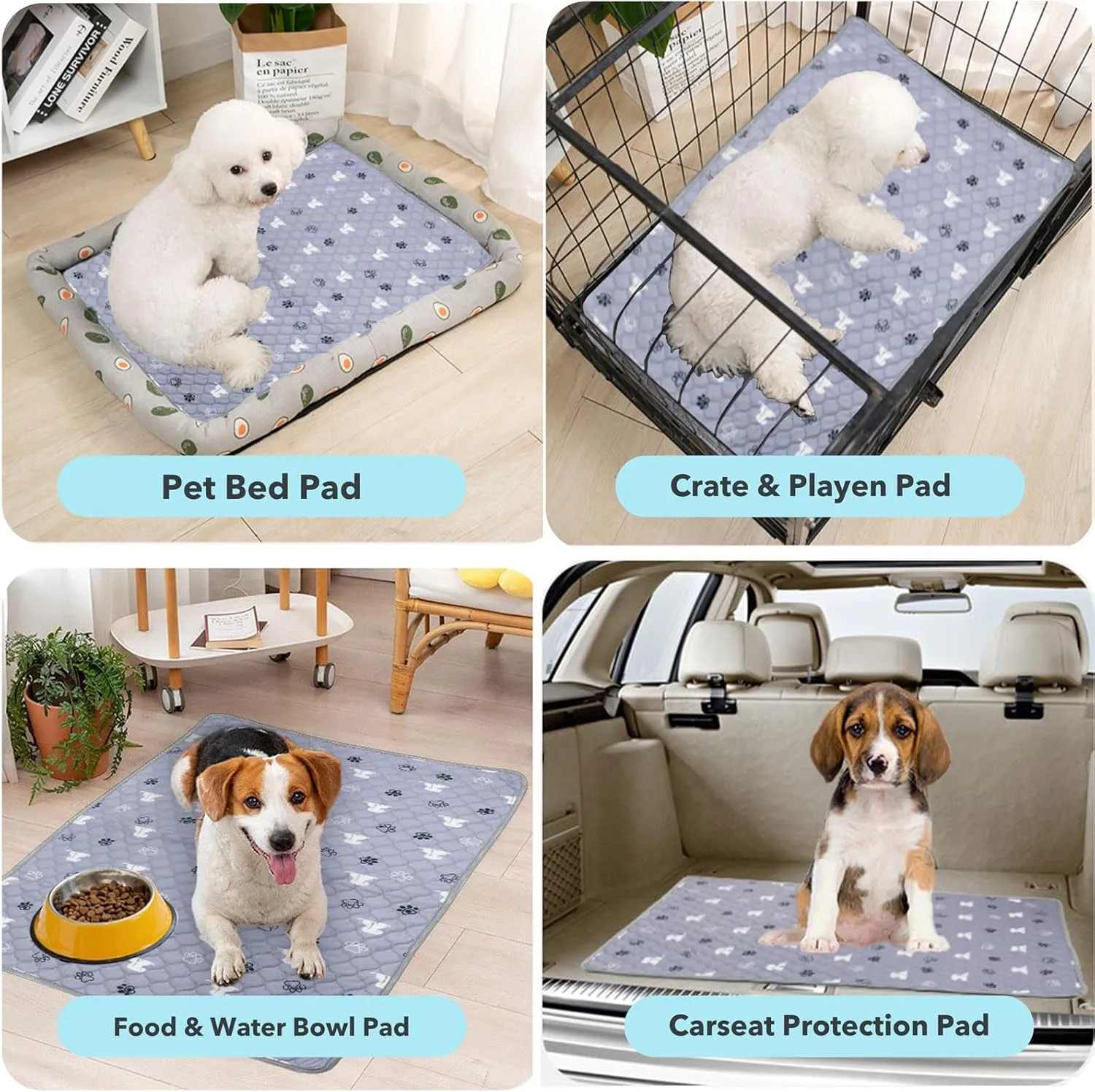 Washable Pee Pads for Dogs, 2-Pack 34x36in Reusable Puppy Pads, 100% Waterproof and Non-Slip Whelping Pads, Super Absorbent Pet Training Pads for Potty Training, Playpens, Crates and Couches